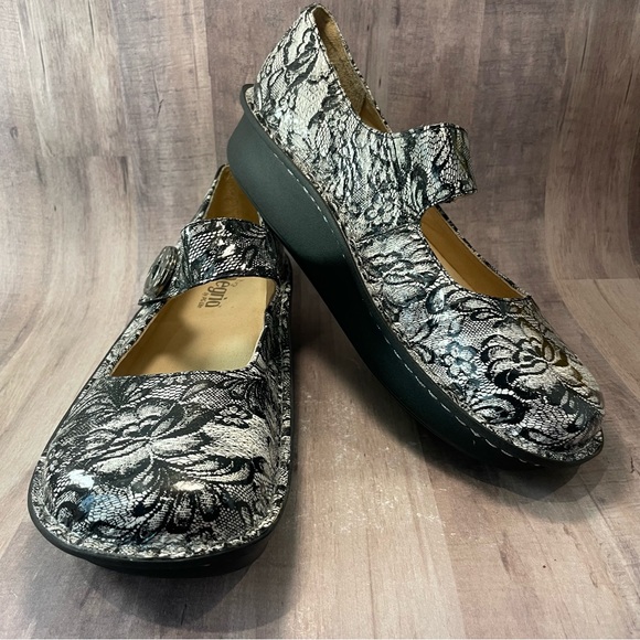 Alegria PAL-325 Paloma Black & White Lace Mary Jane Shoes ~ EU Sz 42 US 11.5-12 - Picture 1 of 12